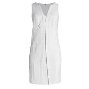 TRINA TURK Classic White Shift Mini Dress Size 2 Summer NEW Textured VNeck